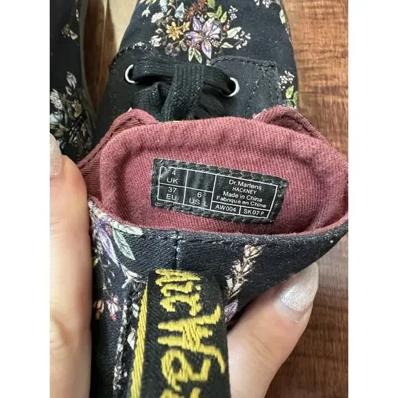 New Dr Martens Hackney Boots Women’s Sz 6 Floral Black Canvas High Top AW004 - Picture 4 of 7